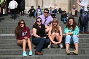 On the steps of St. Paul's Cathedral.