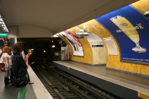 Waiting for our train in the underground.