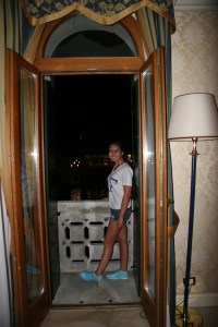 Hailey on our balcony.