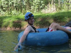 Jake looks very comfortable in that tube and hard hat.