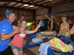 Natalie and the group gearing up with one of our crazy guides.