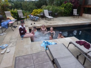 The girls in the hot tub!