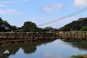 Michael on the swinging bridge in Hanapepe.