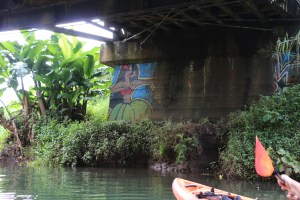 Hawaiian graffiti under the bridge.
