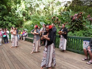 A song and a dance - Hawaiian style - at Fern Grotto.