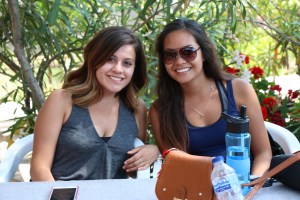 Hilse and Hailey at the Cafe as we wait for the replacement bus.