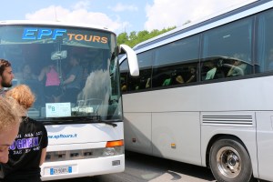 Another big bus passes our stalled bus!