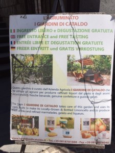 The sign explaining the orchard is a community garden.