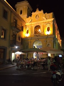 People enjoying the finally cool evening.