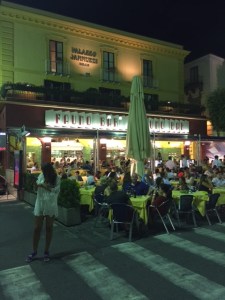 A busy restaurant in a nearby piazza that we could not resist.
