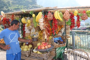The super small fruit stand at the stop.